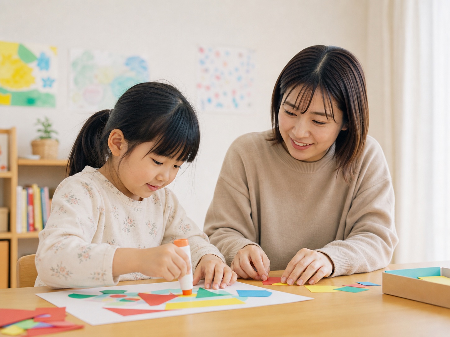 色紙を使ったアート活動の様子